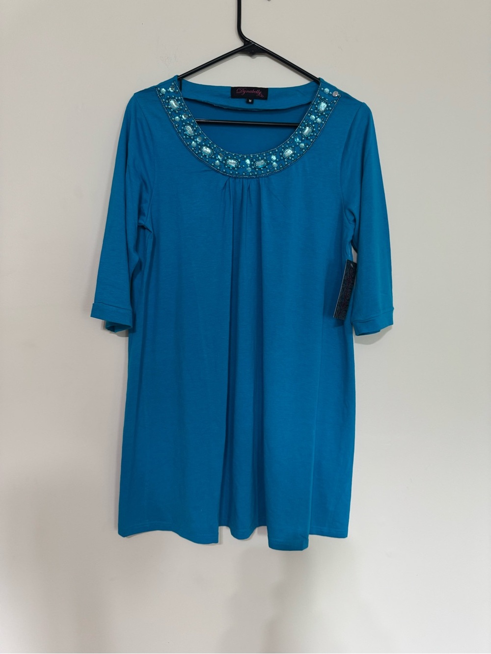 maternity- Jeweled Scoop Neck Tunic - Teal
